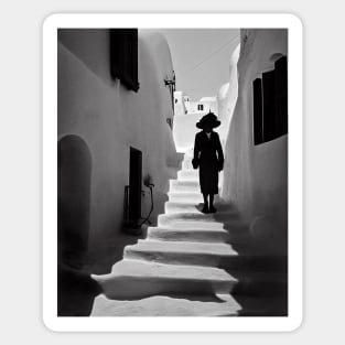 Sunny Day in Santorini Greece 1900s Retro Film Photography Sticker